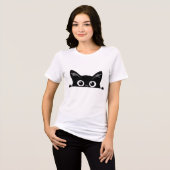 Spähende schwarze Katze Tri-Blend Shirt (Vorderseite voll)