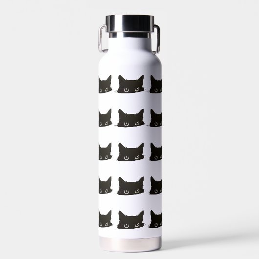 Spähende schwarze Katze Trinkflasche (Vorne)