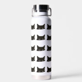 Spähende schwarze Katze Trinkflasche (Rückseite)