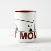 Spähende schwarze Katzenmutter Minimalist Coffee Tasse (Zentrum)