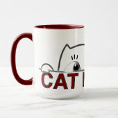 Spähende schwarze Katzenmutter Minimalist Coffee Tasse (Links)