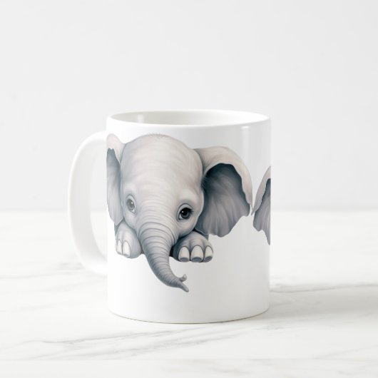 Spähender Elefant Kaffeetasse (Vorderseite Links)