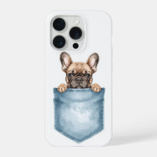 Spähender Französischer Bulldogge-Taschenhandyhüll iPhone 15 Pro Hülle