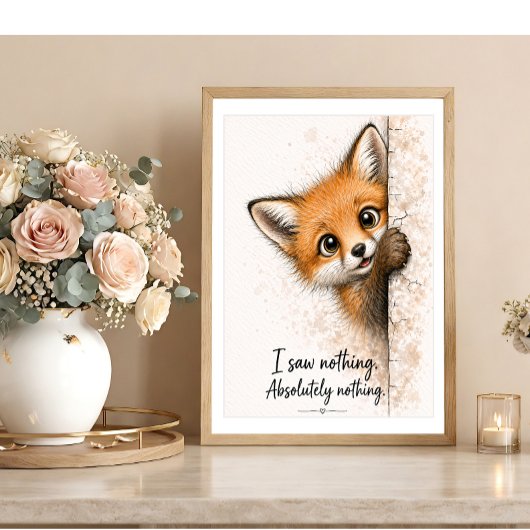 Spähender Fuchs Wandkunst Waldtier Kunst Druck Poster