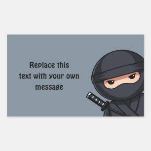 Spähender Ninja auf Grau Rechteckiger Aufkleber