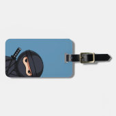 Spähender Ninja-Krieger auf Blau Gepäckanhänger (Vorderseite horizontal)