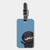 Spähender Ninja-Krieger auf Blau Gepäckanhänger (Vorderseite vertikal)