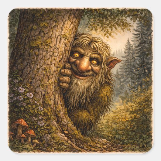 Spähender norwegischer Troll, Aufkleber (Vorderseite)