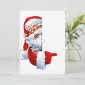 Spähender Weihnachtsmann – Festliches Weihnachts-C Einladung (Stehend Vorderseite)