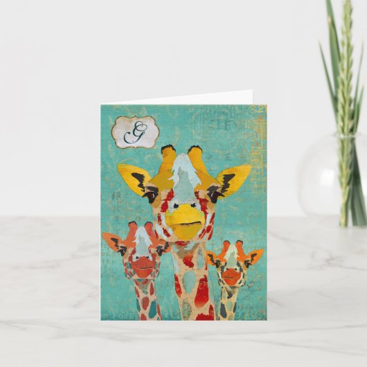 Spähendes Monogramm Notecard der Giraffen-drei (Vorderseite)