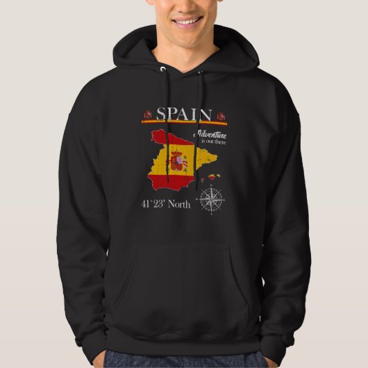 Spain  Adventure Is Out There  España Spanish Flag Hoodie (Vorderseite)