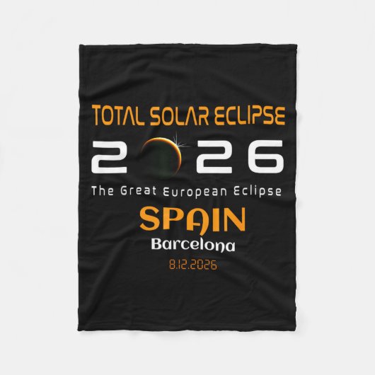 Spain Barcelona Total Solar Eclipse August 2026 Fleecedecke (Vorderseite)