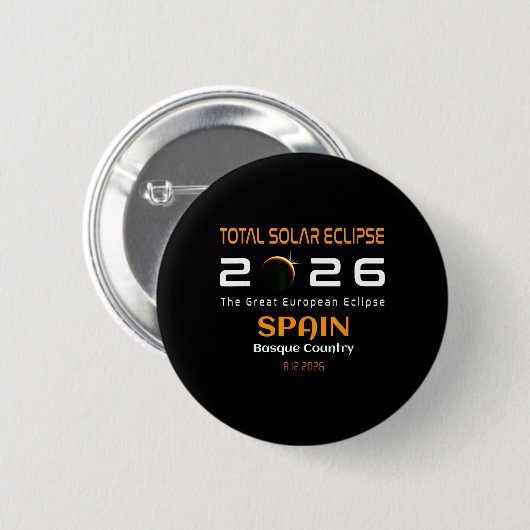 Spain Basque Country Total Solar Eclipse August Button (Vorne & Hinten)