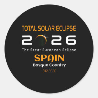 Spain Basque Country Total Solar Eclipse August Runder Aufkleber