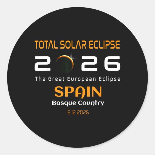 Spain Basque Country Total Solar Eclipse August Runder Aufkleber (Vorderseite)