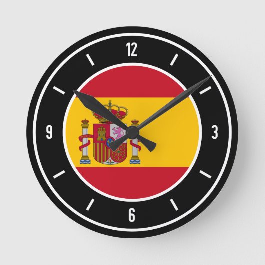 Spain Flag Elegant Runde Wanduhr (Vorderseite)