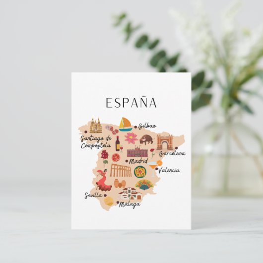 Spain travel map postkarte (Stehend Vorderseite)