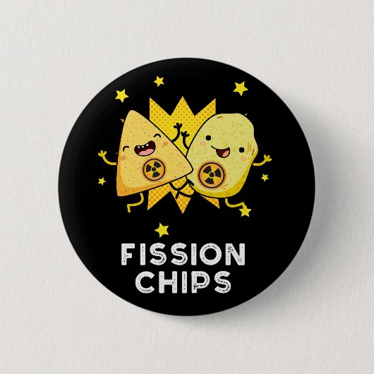 Spaltung Chips Funny Physical Food Pun Dark BG Button (Vorderseite)