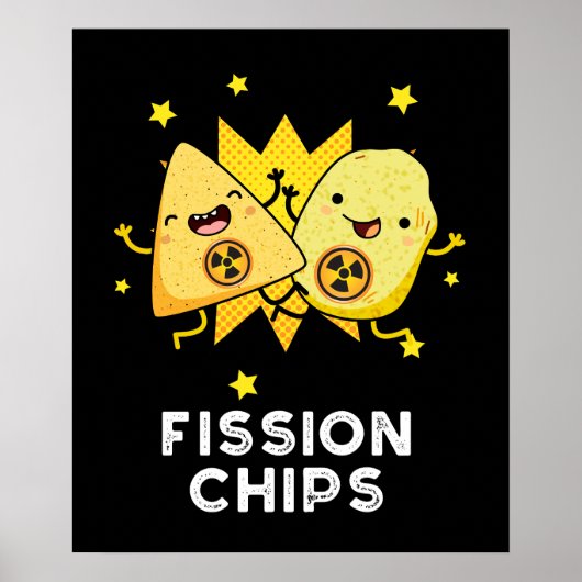 Spaltung Chips Funny Physical Food Pun Dark BG Poster (Vorne)
