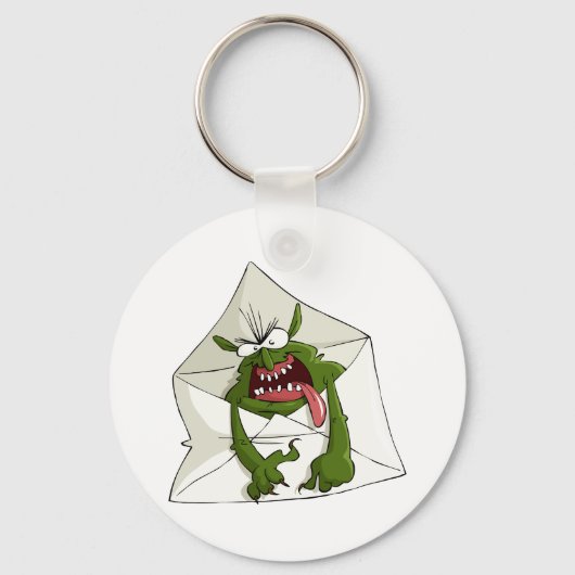 Spam in einem grünen Monster-Umschlag-Schlüsselanh Schlüsselanhänger (Rückseite)