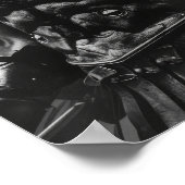 Span Warrior in Black and White Armor Poster (Ecke)