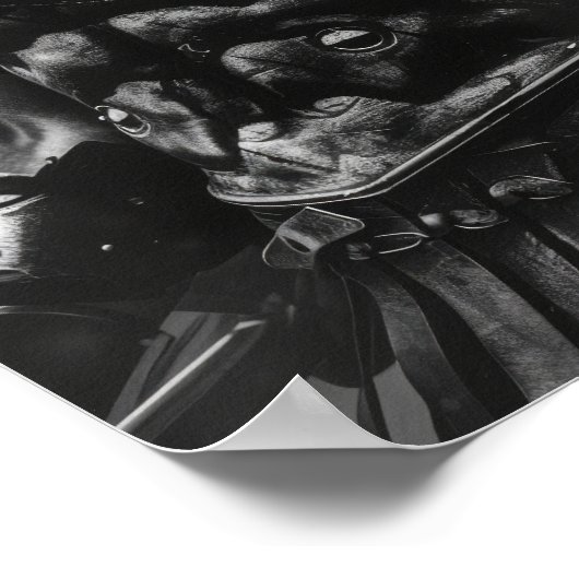 Span Warrior in Black and White Armor Poster (Ecke)