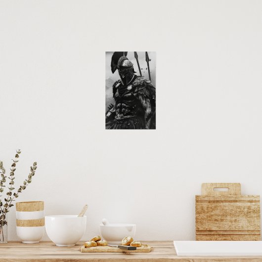 Span Warrior in Black and White Armor Poster (Küche)