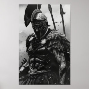 Span Warrior in Black and White Armor Poster