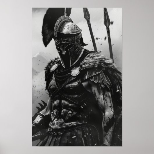 Span Warrior in Black and White Armor Poster (Vorne)