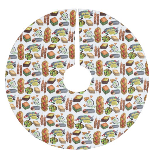 Spanakopita Moussaka Baklava Griechisch Food Print Polyester Weihnachtsbaumdecke (Vorderseite)
