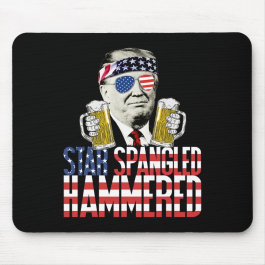 Spangled Hammered Präsident Donald Trump Beer Lieb Mousepad (Vorne)