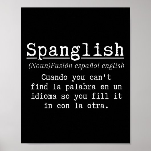 Spanglish-Definition Lustiger Spanischlehrer Bilin Poster (Vorne)