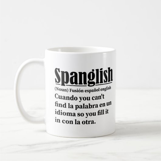 Spanglish Funny Definition Spanisch Englisch Kaffeetasse (Links)