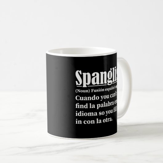 Spanglish Funny Definition Spanisch Englisch Kaffeetasse (VorderseiteRechts)