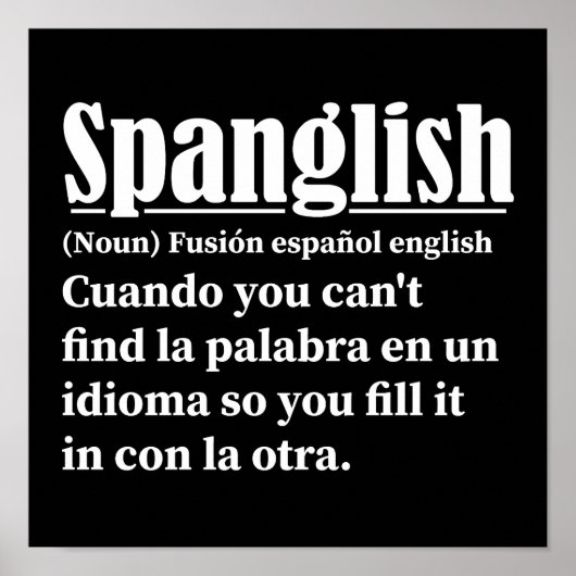 Spanglish Funny Definition Spanisch Englisch Poster (Vorne)
