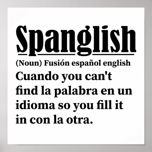 Spanglish Funny Definition Spanisch Englisch Poster (Vorne)