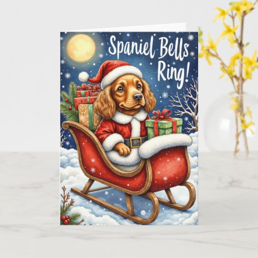 Spaniel Bells Ring - Cocker Spaniel Weihnachten Karte (Gelbe Blume)