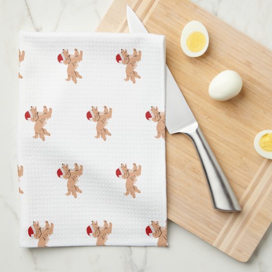 Spaniel Dog Christmas Geschirrtuch (Viertel Falte)