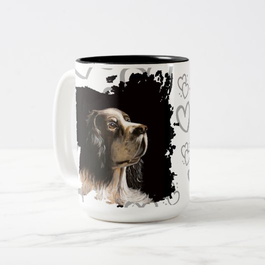 Spaniel dog love mug  zweifarbige tasse (Vorderseite Links)