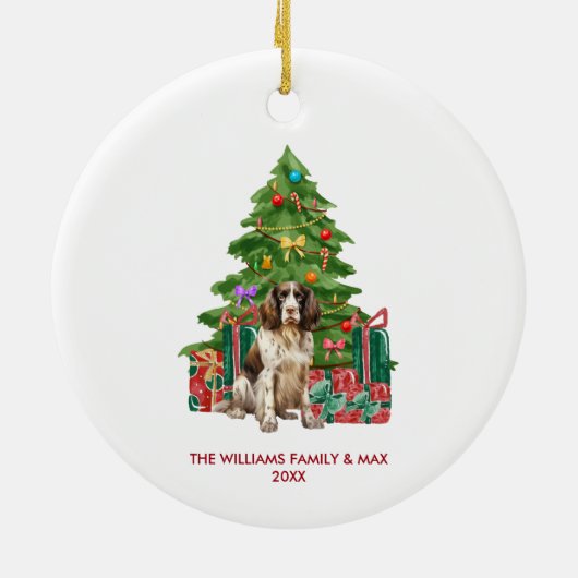 Spaniel Dog Personalisiert Weihnachten Keramik Ornament (Hinten)