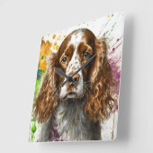 Spaniel Dog Quadratische Wanduhr (Winkel)