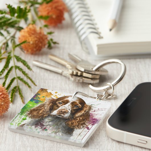 Spaniel Dog Schlüsselanhänger (Vorderseite rechts)