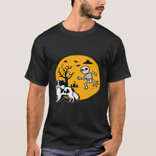 Spaniel Halloween Costume Funny Skeleton Bone For  T-Shirt