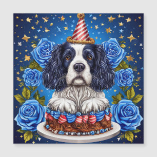 Spaniel-Hund feiert Geburtstag mit festlicher Mütz Magnetkarte