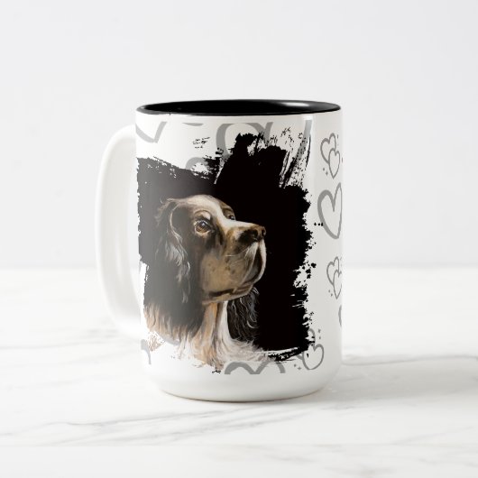 Spaniel-Hund-Liebe-Tasse Zweifarbige Tasse (Vorderseite Links)