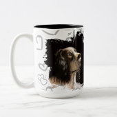 Spaniel-Hund-Liebe-Tasse Zweifarbige Tasse (Links)