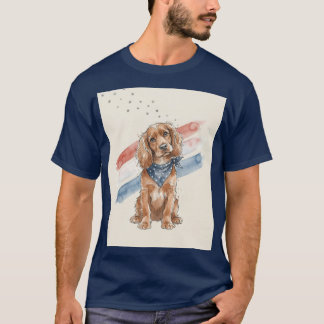 Spaniel im Sternen-Bandana Watercolor-T-Shirt T-Shirt