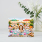 Spaniel im Wellnesspool Postkarte (Stehend Vorderseite)