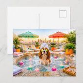 Spaniel im Wellnesspool Postkarte (Vorne/Hinten)