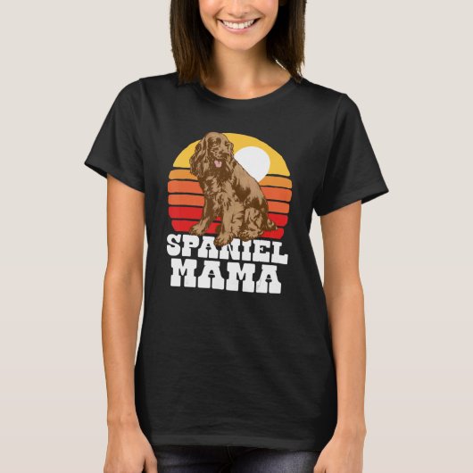 Spaniel Mama Niedlich Retro Cocker 80er Sunset Vin T-Shirt (Vorderseite)
